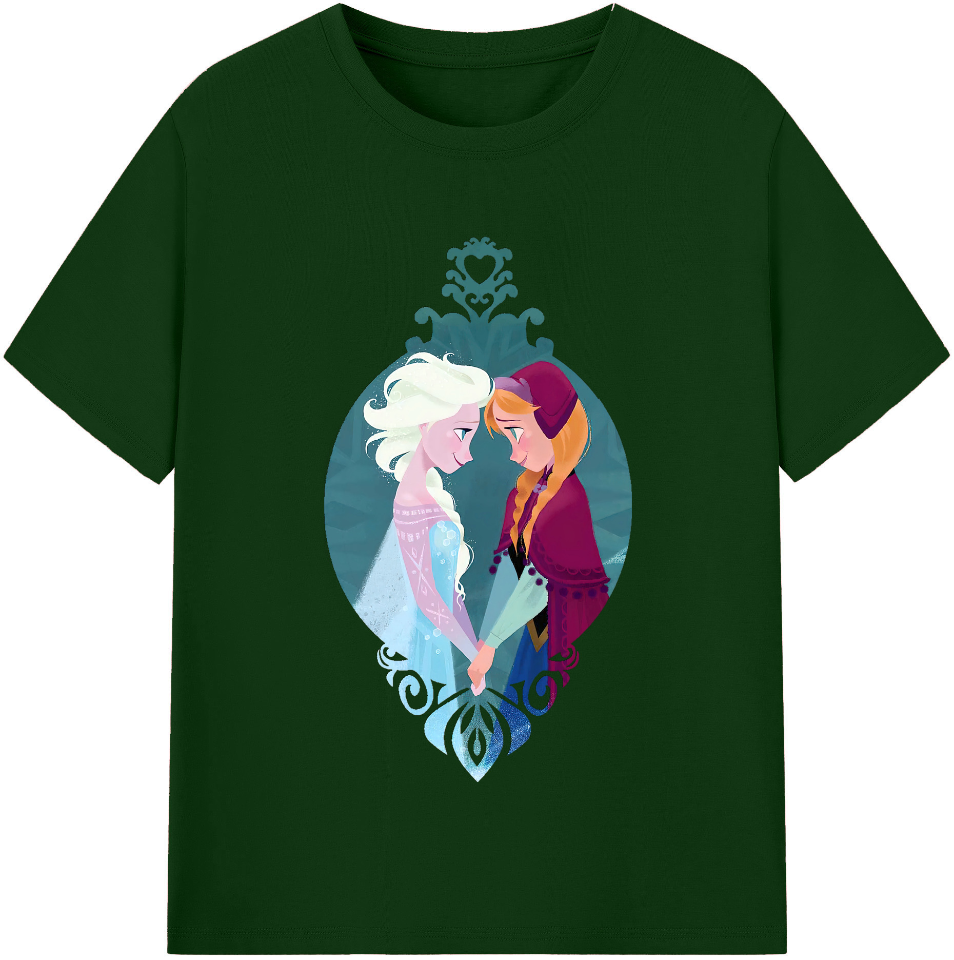 （画像用） アナと雪の女王 アンナ エルサ Frozen Anna Elsa 綿100％半袖Tシャツ（フロントプリント）